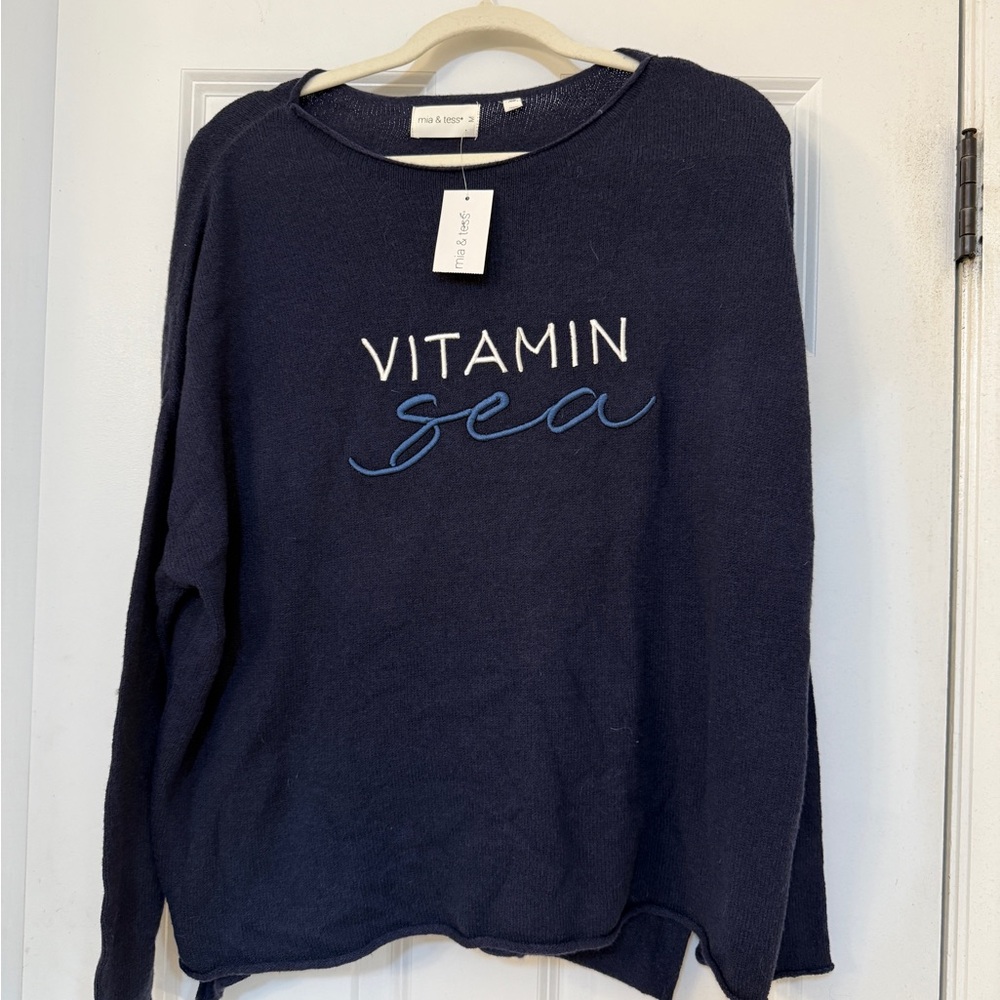 Vitamin Sea Women's Navy Crew Neck Sweater, Size M